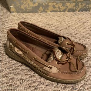 Sperry Shoes | Gold Glitter Sperry Boat Shoes | Color: Gold/Tan | Size: 8 | Caralynnlux's Closet